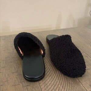 J. Crew Black Textured Slip-On Mules